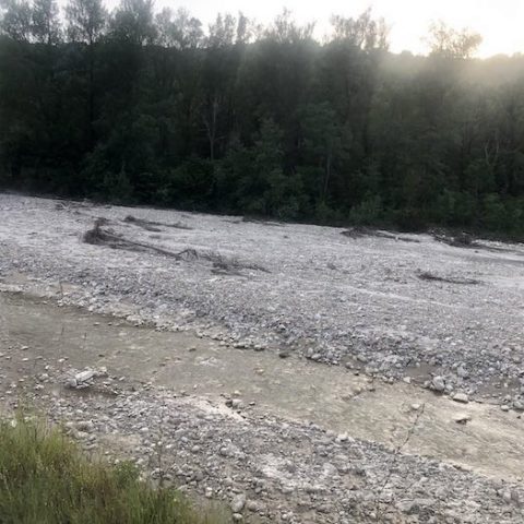 Fiume Savena nel maggio 2023: situazione critica dopo l'alluvione, impatto sulle richieste di rimborso assicurativo.