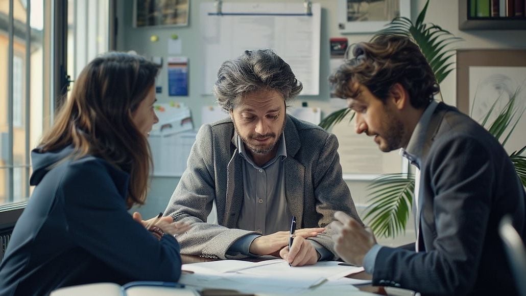 colleghi discutono in ufficio