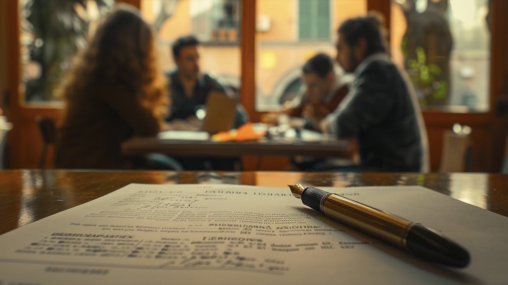 una donna e tre uomini seduti in un ufficio per discutere del preventivo di una polizza
